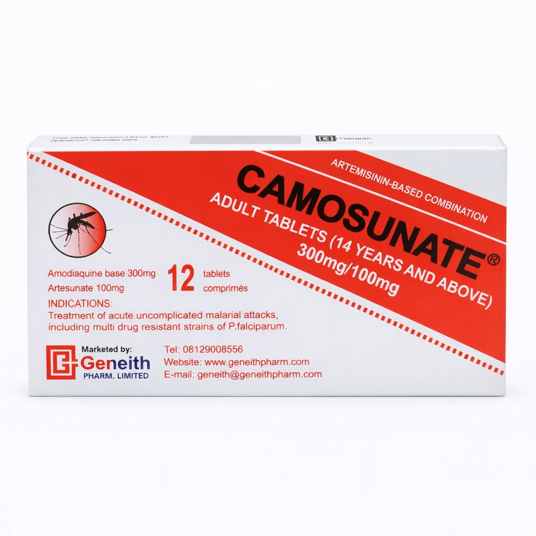 Camosunate Adult Tablets (Artesunate 100 mg + Amodiaquine 300 mg) x 12 tablets